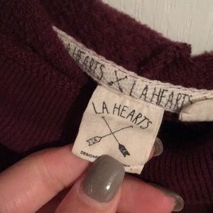 LA Hearts- maroon scuba hoodie with zippers